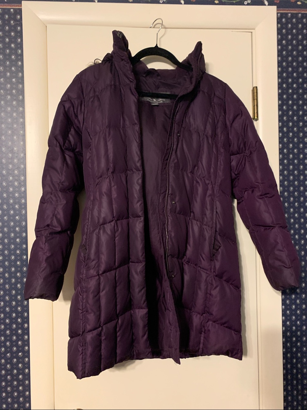Eddie Bauer Women's Deep Purple Quilted Long Puffer Coat size PXS (Petite)